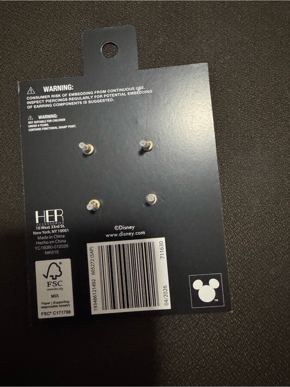 Disney Kids Mickey Mouse Red & Silver Stud Earring Set New Gift - Picture 2 of 7